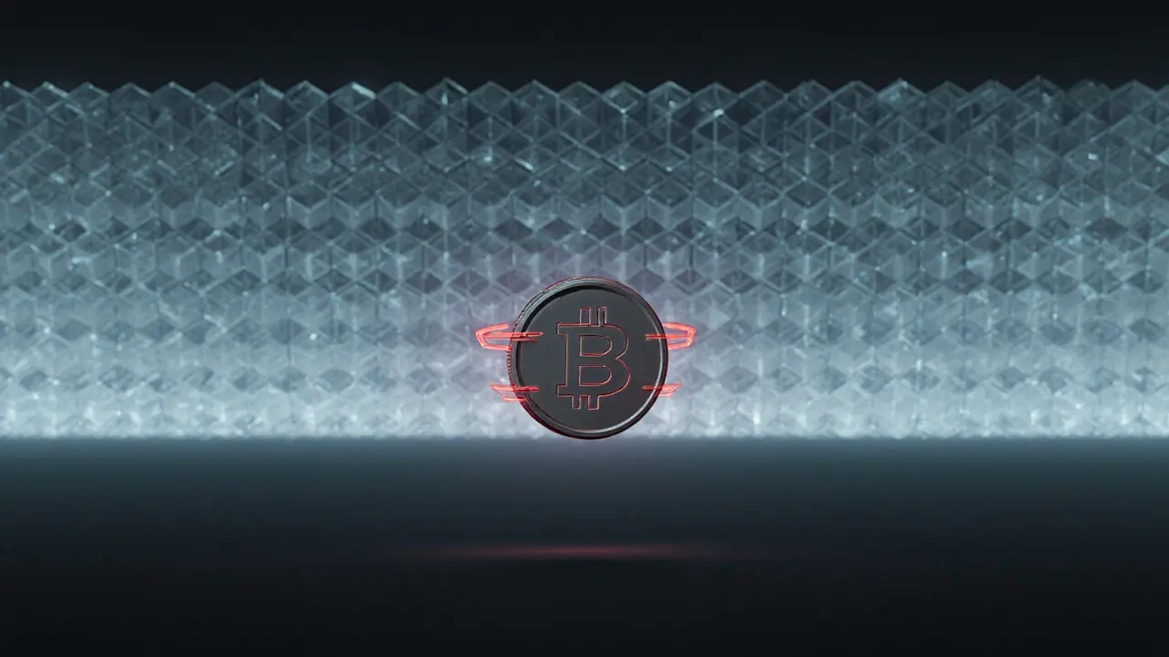 Tiny token surrounded by quadrillions of cubes in an empty digital void