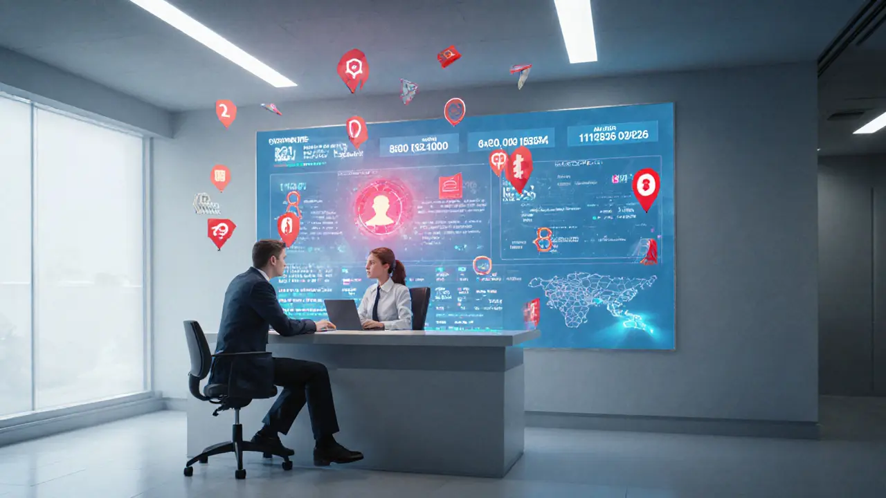 Customer in bank facing digital data fragments of crypto transaction flags