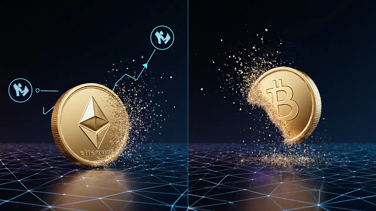 OCO order system showing one active trade and the other canceling in geometric style