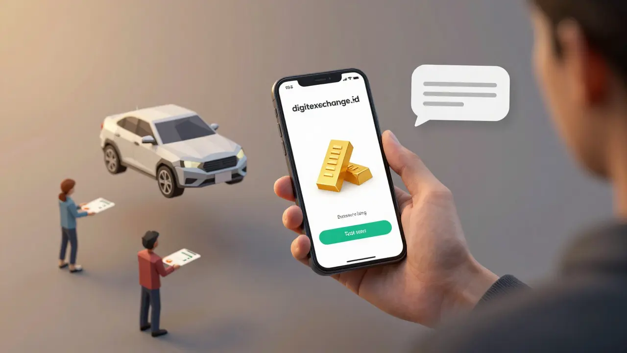 User receiving loyalty rewards like car and gold bar from crypto trading on mobile app