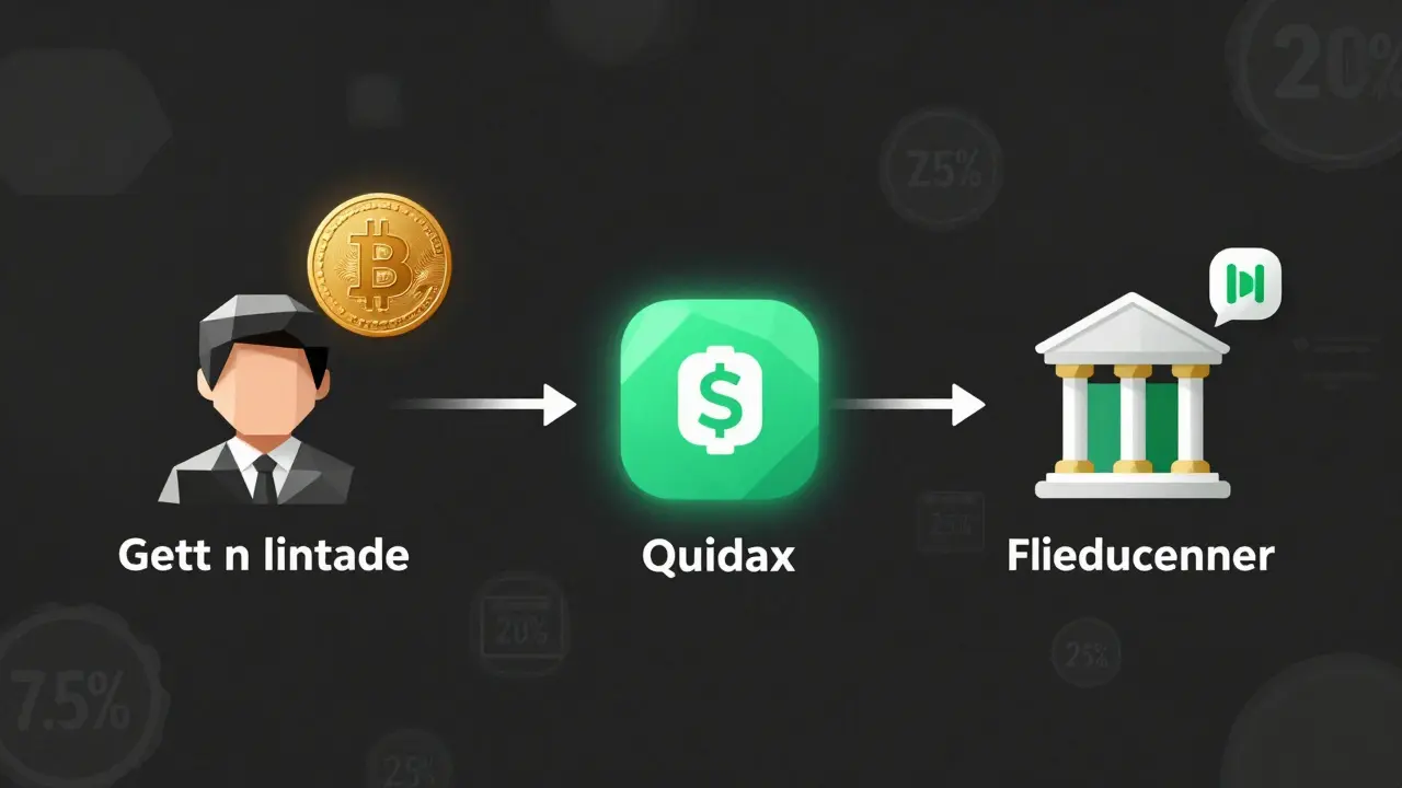 Digital transaction flow from international client to Nigerian freelancer via licensed exchange with tax icons.