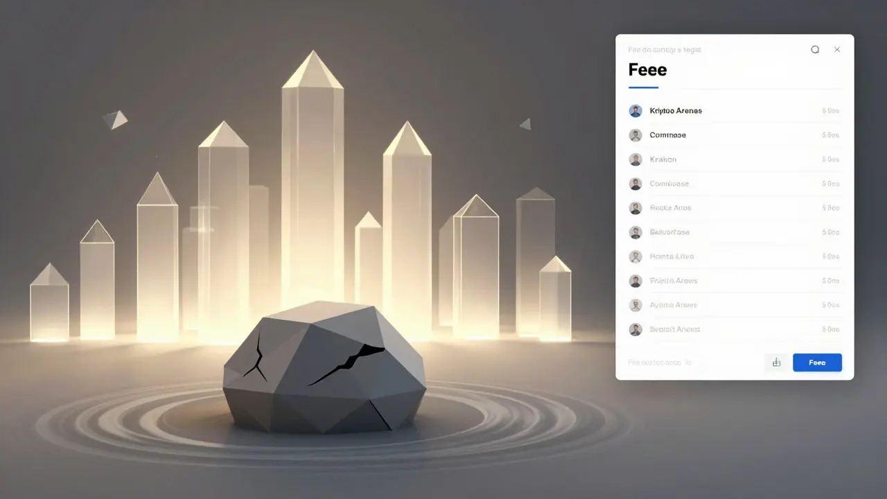 Empty digital trading platform surrounded by glowing legitimate exchanges, with KriptoArena isolated and dark.