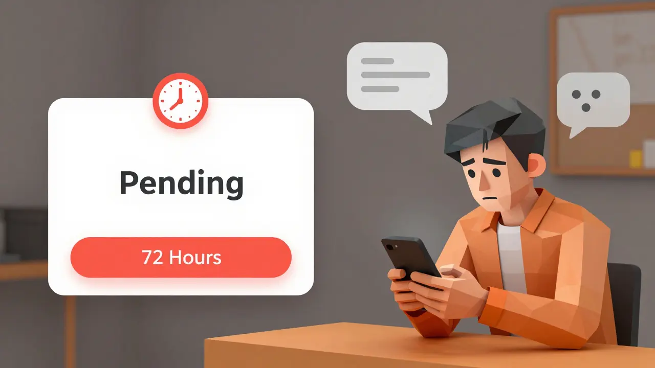 Split screen showing pending crypto withdrawal and unresponsive support chatbot