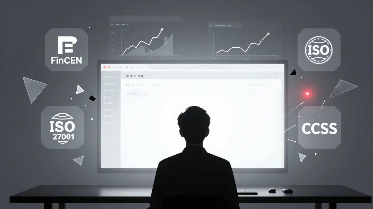 User facing a blank website screen with ghostly trading data and shattered compliance icons.