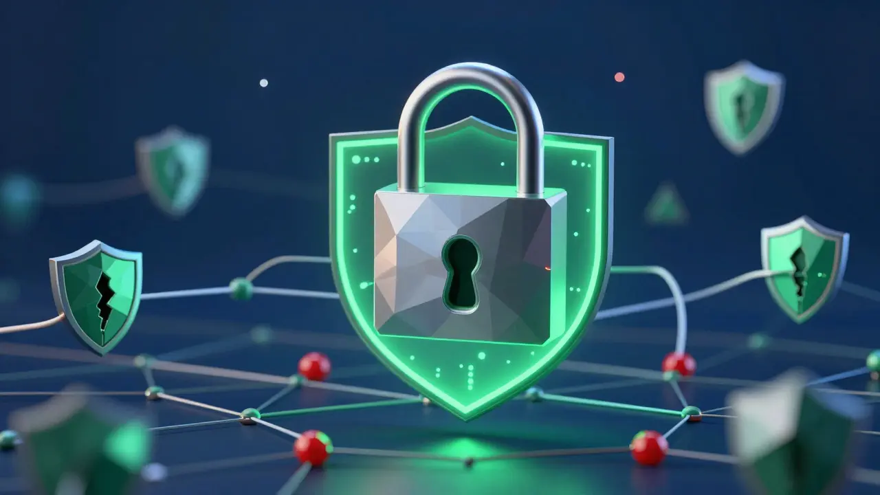 Metallic digital wallet lock with shield protecting network nodes