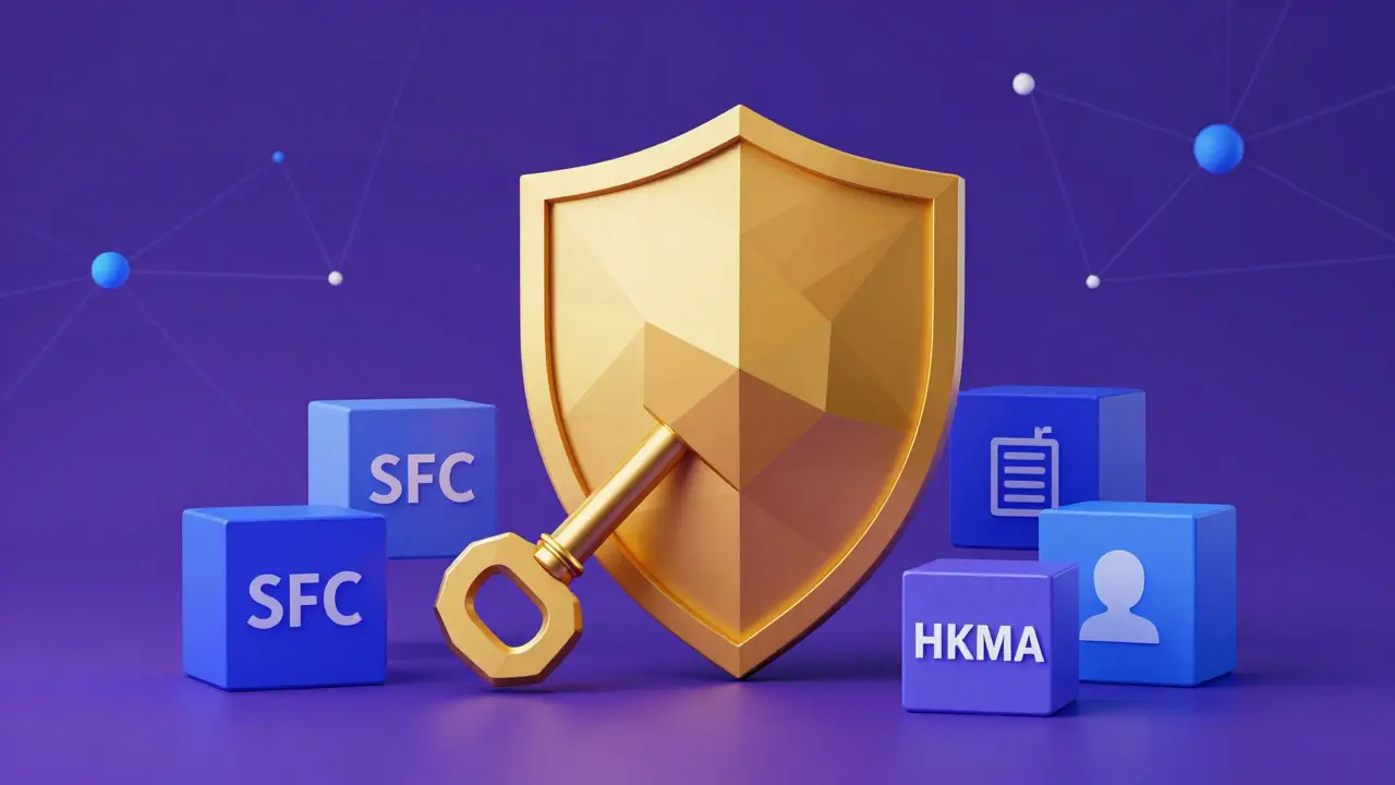 Abstract low poly vault and shield representing crypto regulation