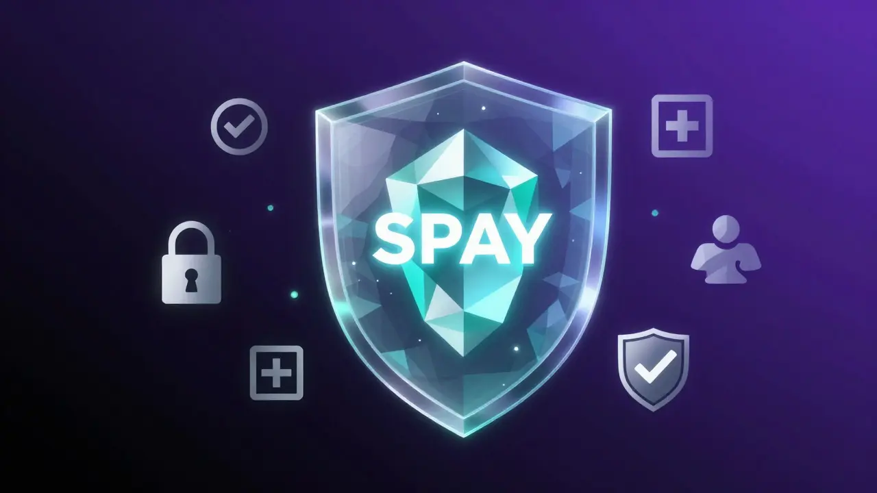 Holographic shield protecting a glowing crypto token