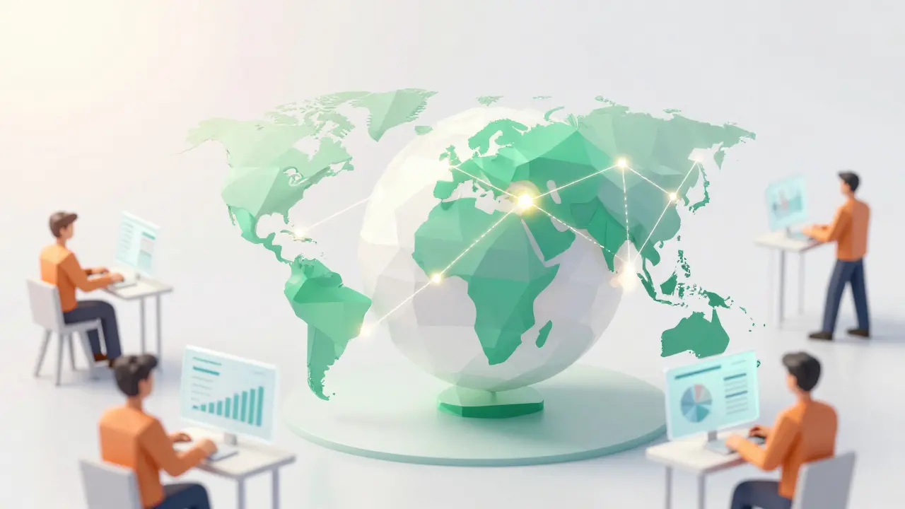 Low poly globe showing Hong Kong's global financial connections