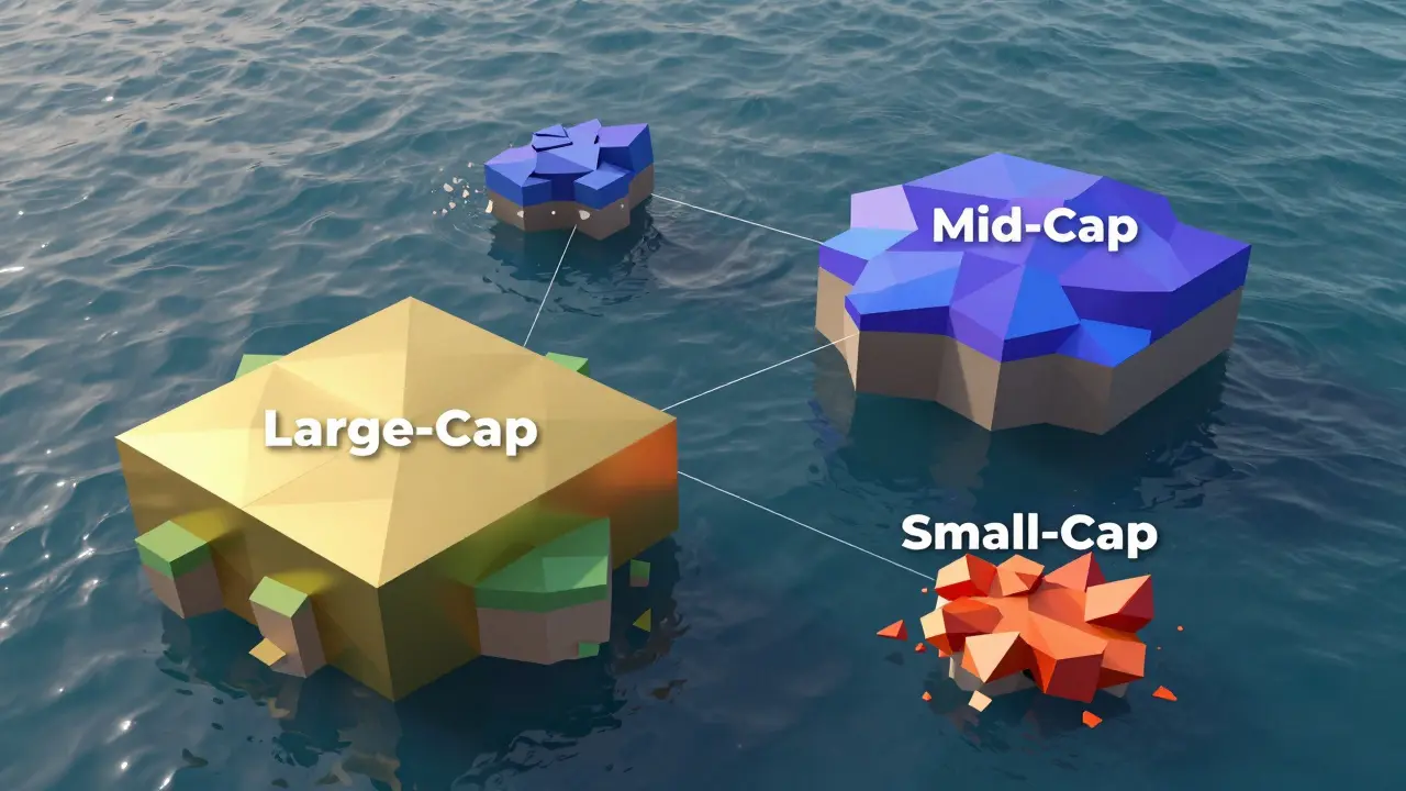 Low poly islands representing crypto risk levels