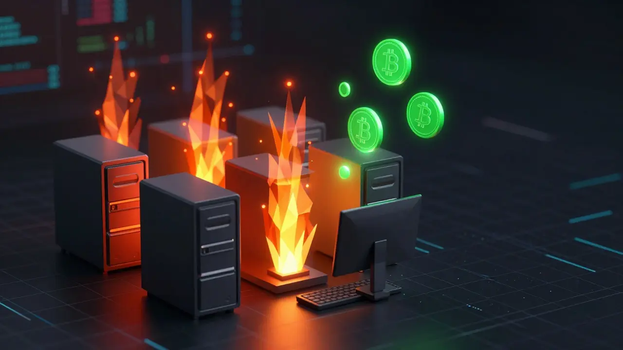 Low poly mining servers and staking tokens representing income