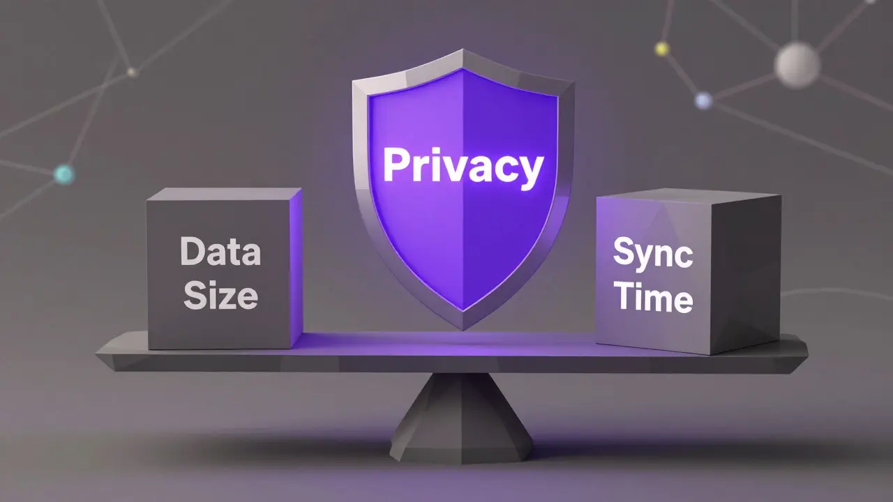 Low poly scale balancing privacy benefits against data size and speed costs