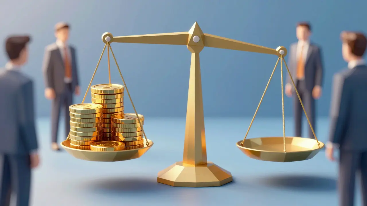 Low poly scale showing wealth tax versus zero capital gains