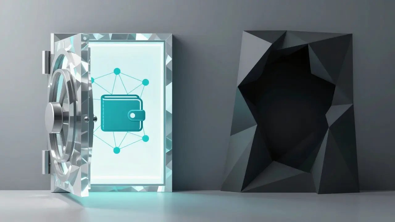Abstract low poly art contrasting transparent withdrawal fees with hidden risks