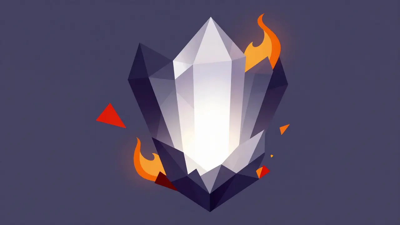 Abstract low poly crystal burning to show deflation