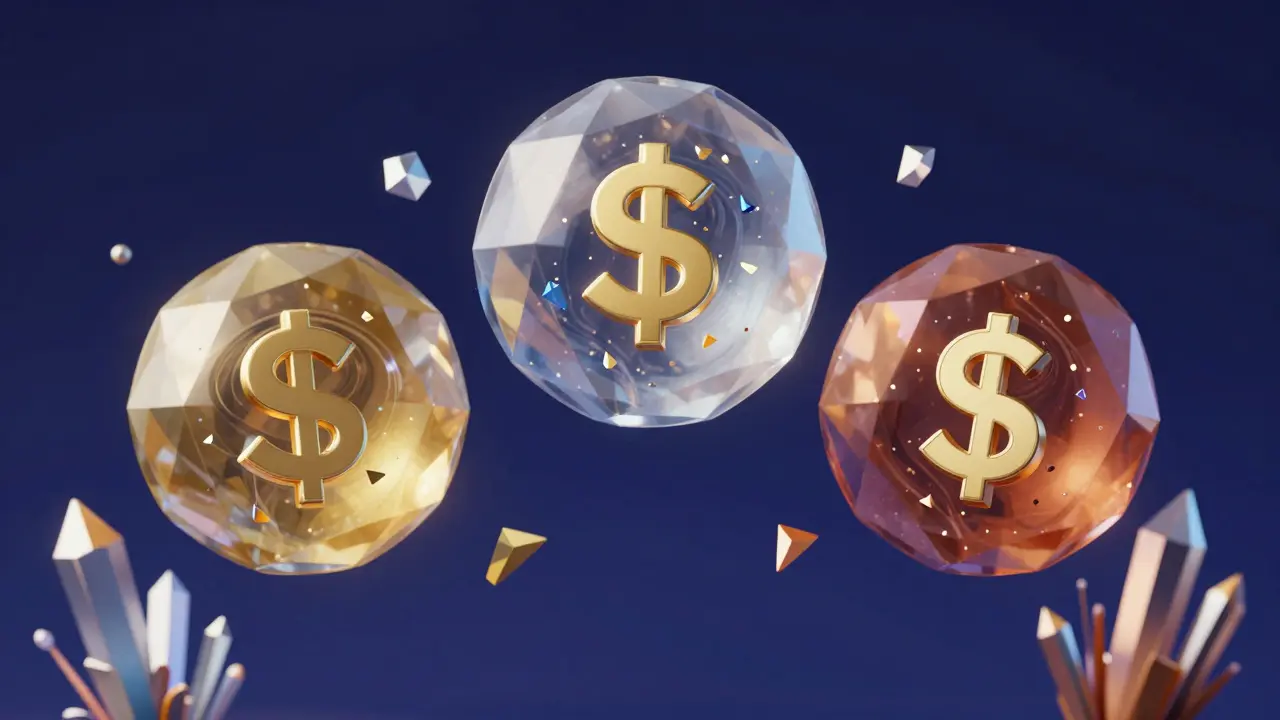 Faceted spheres and crystals representing liquidity pools