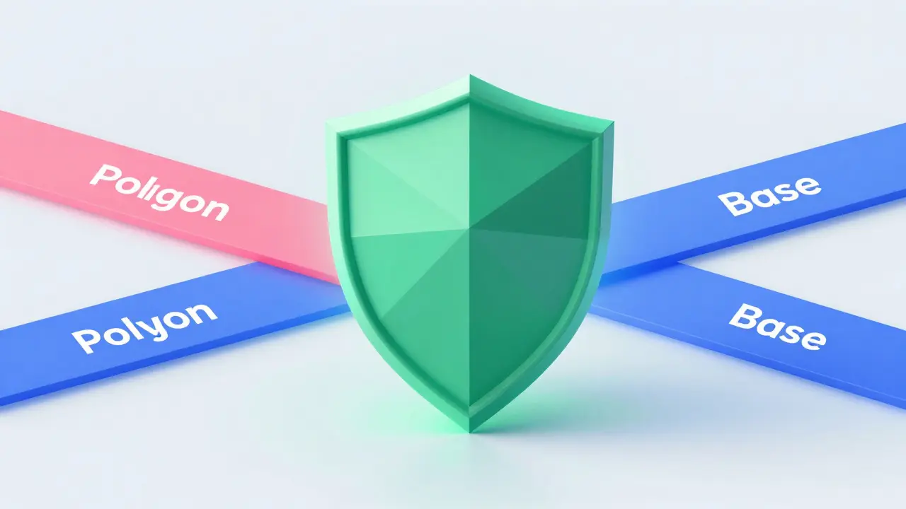 Geometric shield and connecting paths symbolizing security