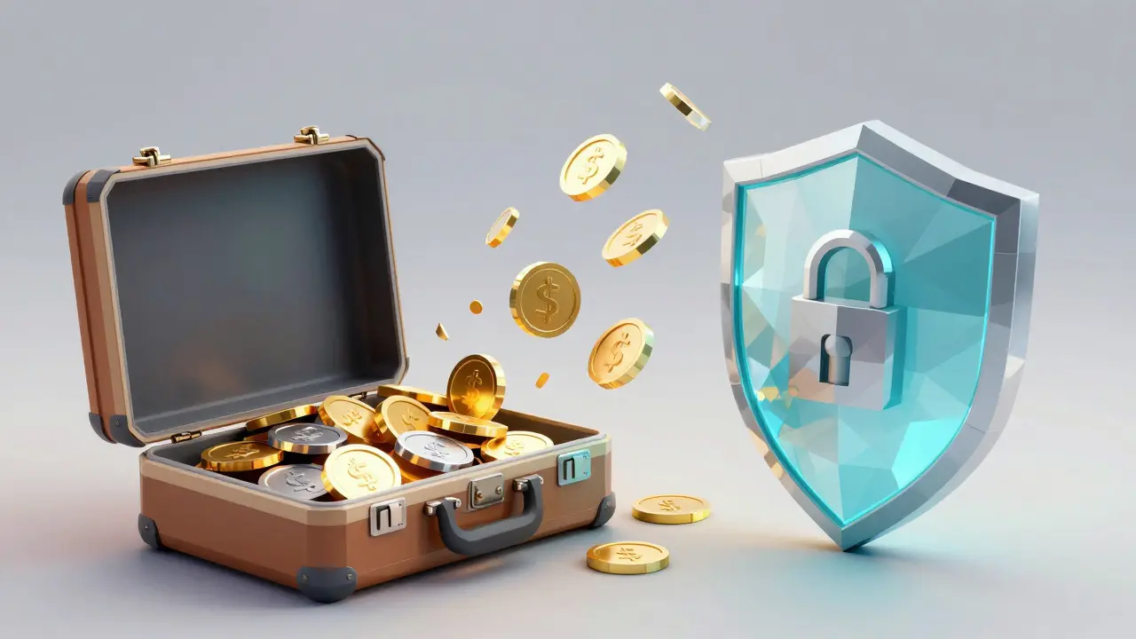 Low poly coins transforming into digital tokens for DeFi lending