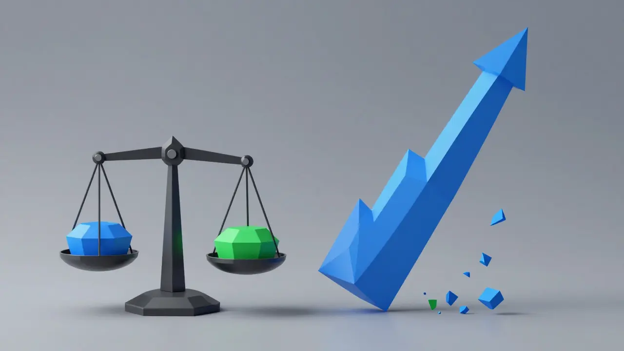 Low poly scale tilting to illustrate impermanent loss in DeFi pools
