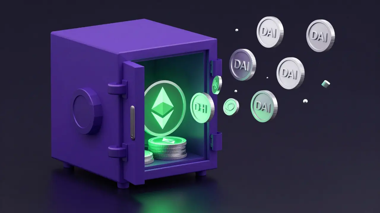 Low poly vault holding crypto collateral to generate stablecoins