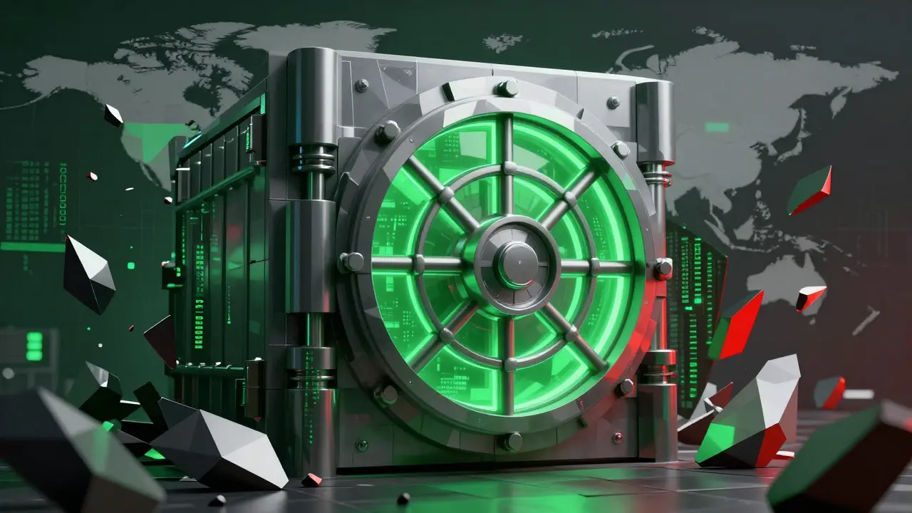 Low poly vault securing assets amidst regulatory barriers and threats