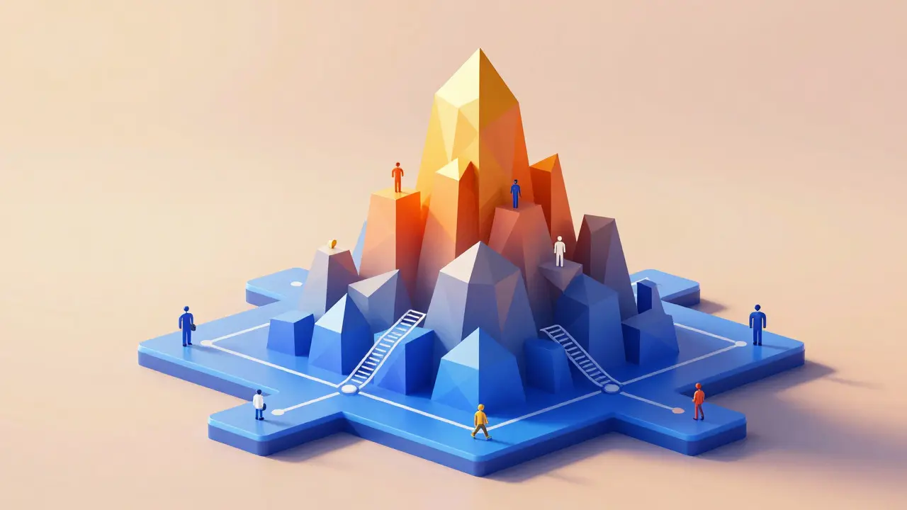 Futuristic low poly mountain symbolizing TEN Protocol ecosystem growth