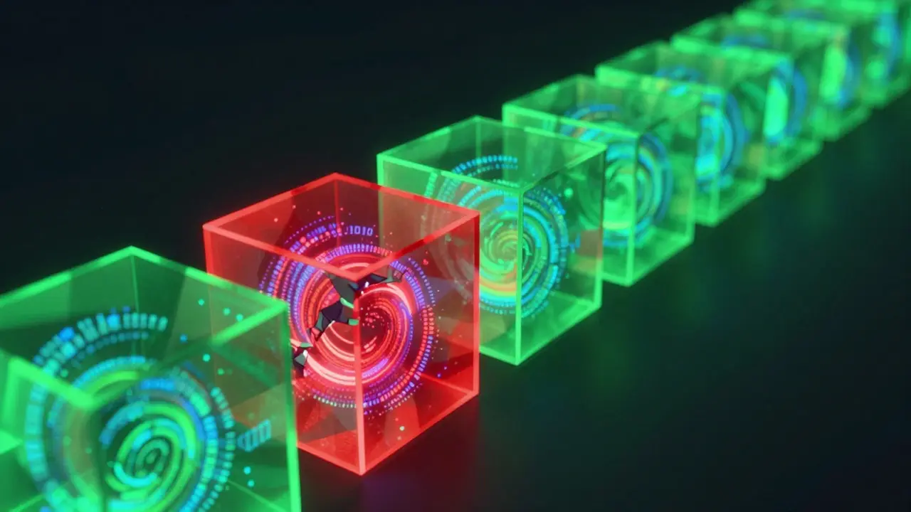 Low poly blockchain chain with data blocks