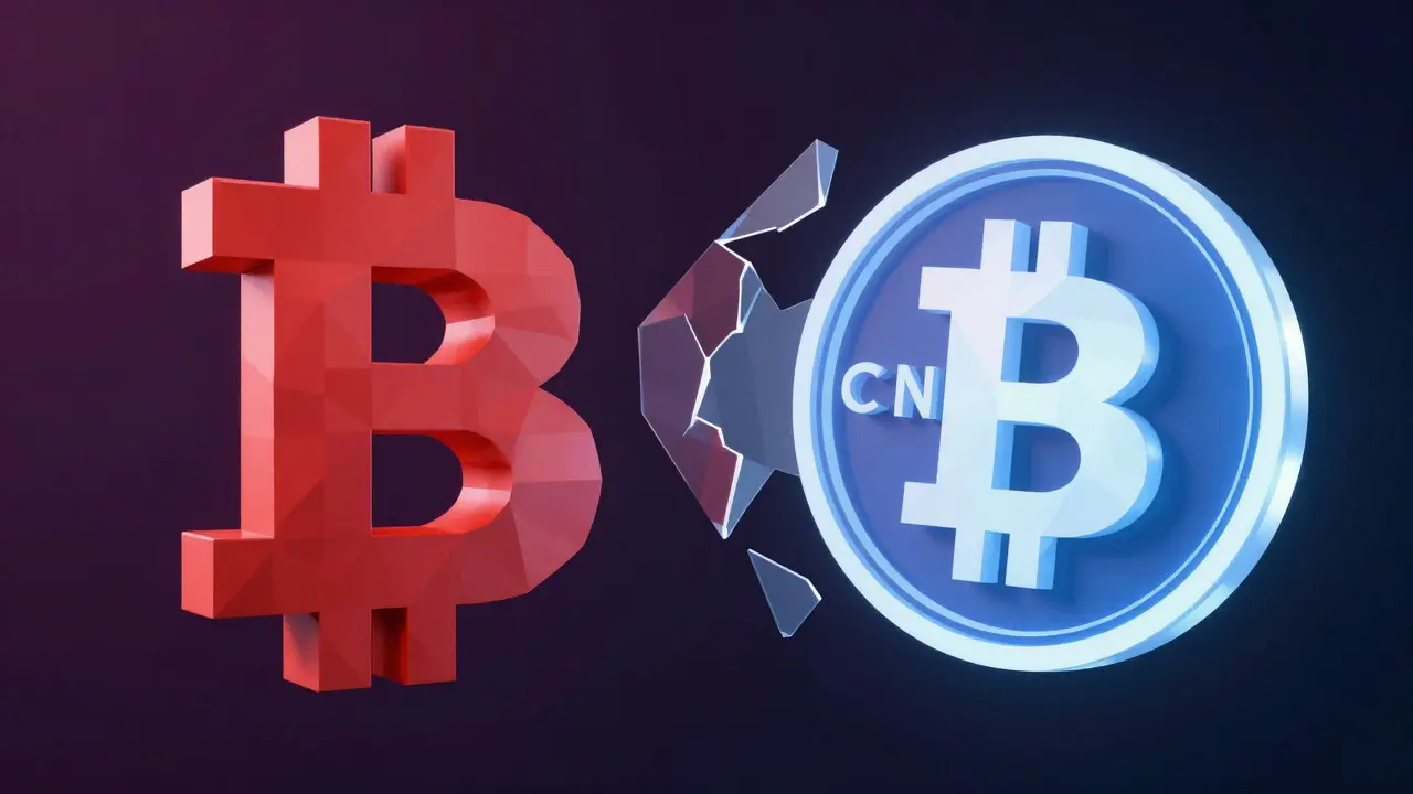 Low poly concept contrasting state digital yuan with private stablecoin structures