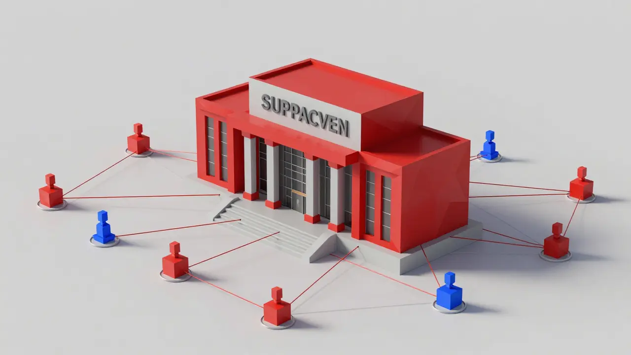 Low poly graphic of government-controlled crypto network