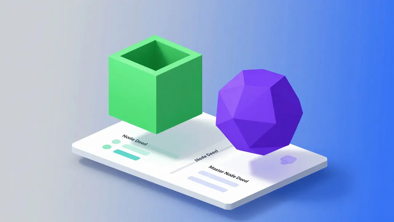 Low poly illustration of two distinct NFT license types for node operators.