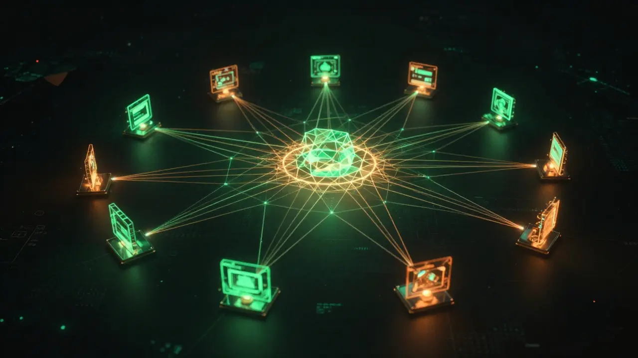 Low poly network of computers connected for distributed computing