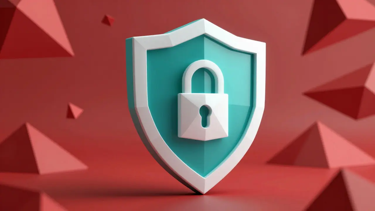 Low-poly shield protecting against financial risk and fraud