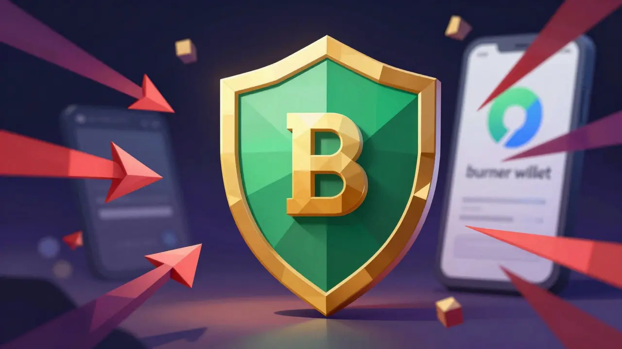 Low poly shield protecting digital wallet