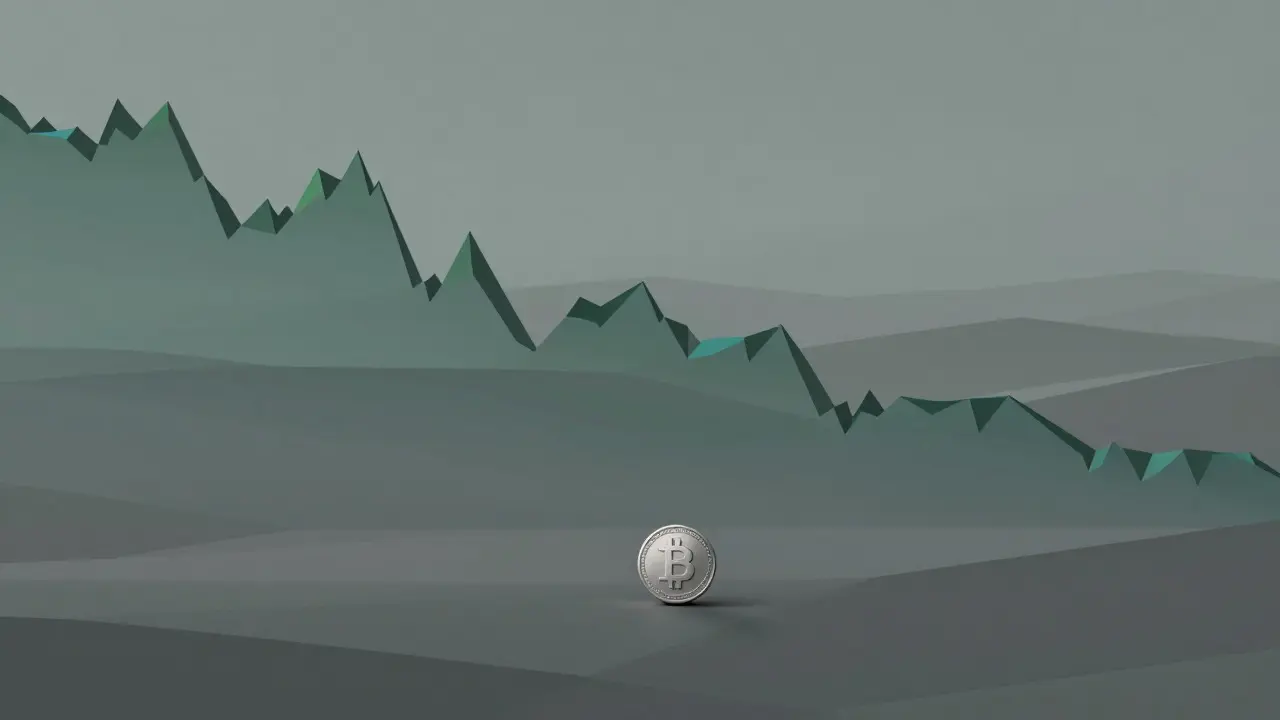Low poly stagnant crypto market chart with isolated token