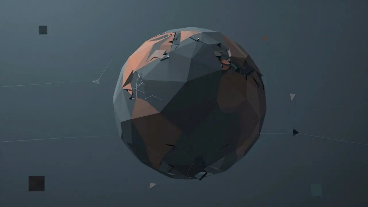 Abstract low poly sphere representing dormant data and low trading volume
