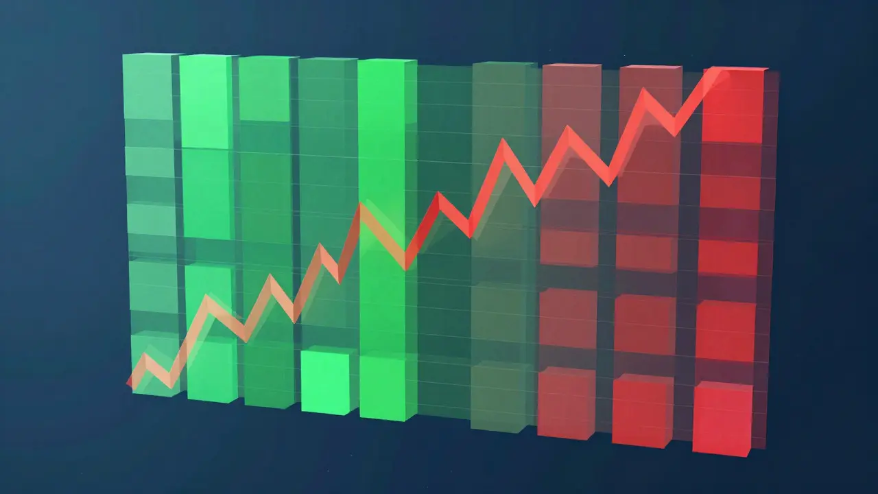 Abstract low poly visualization of trading liquidity depth with stacked geometric blocks