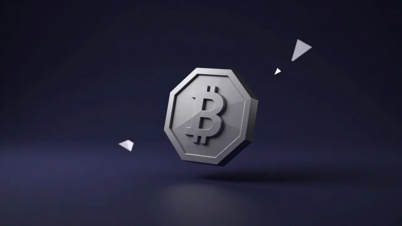 Isolated low poly token floating in dark space symbolizing zero market activity