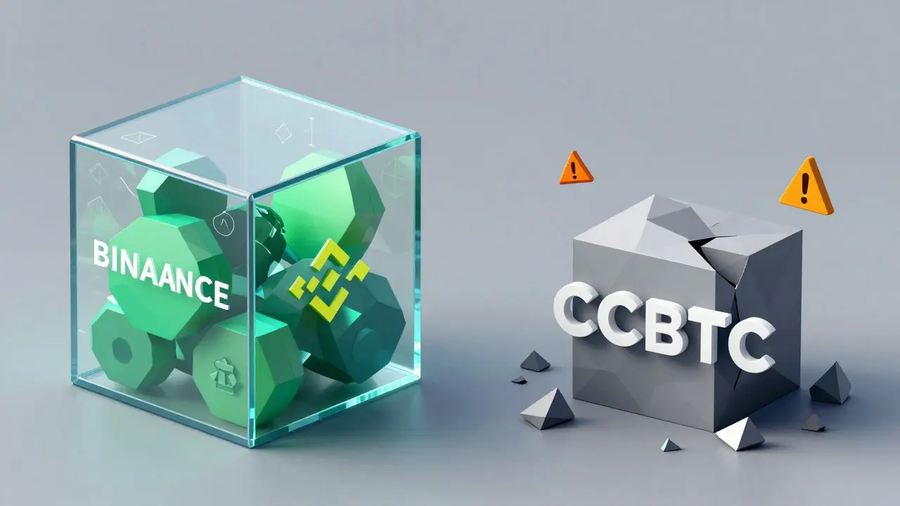 Low poly comparison of secure vs risky crypto exchange structures