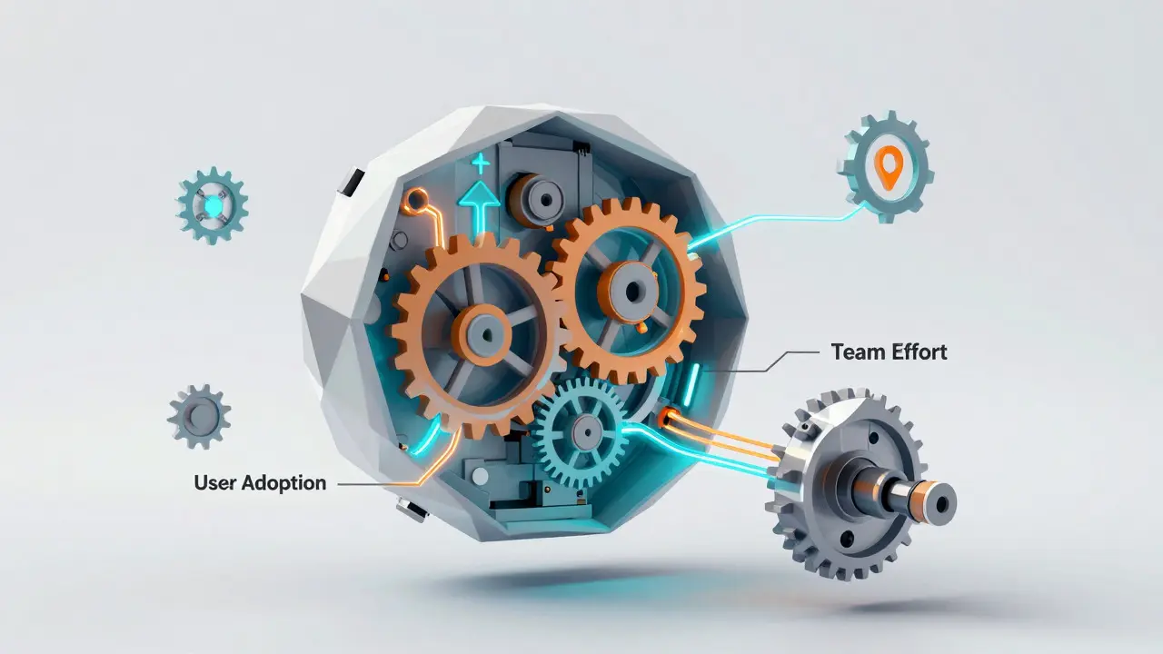 Low poly diagram of compliant tokenomics driven by user adoption and network utility
