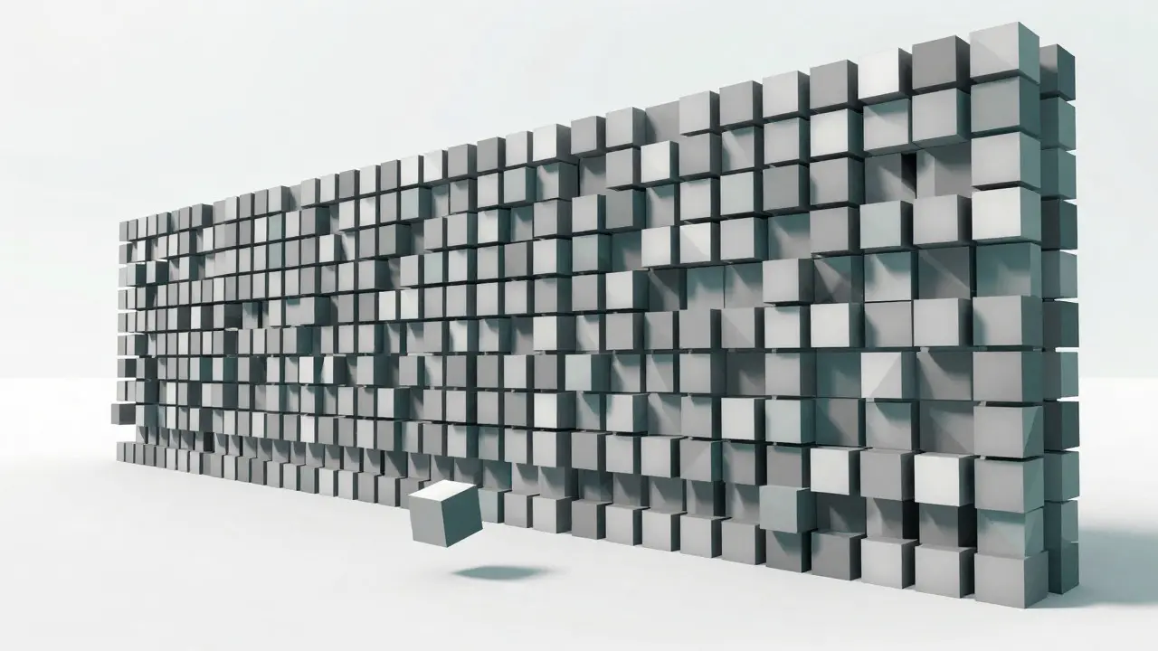 Massive wall of low poly cubes representing inflated token supply