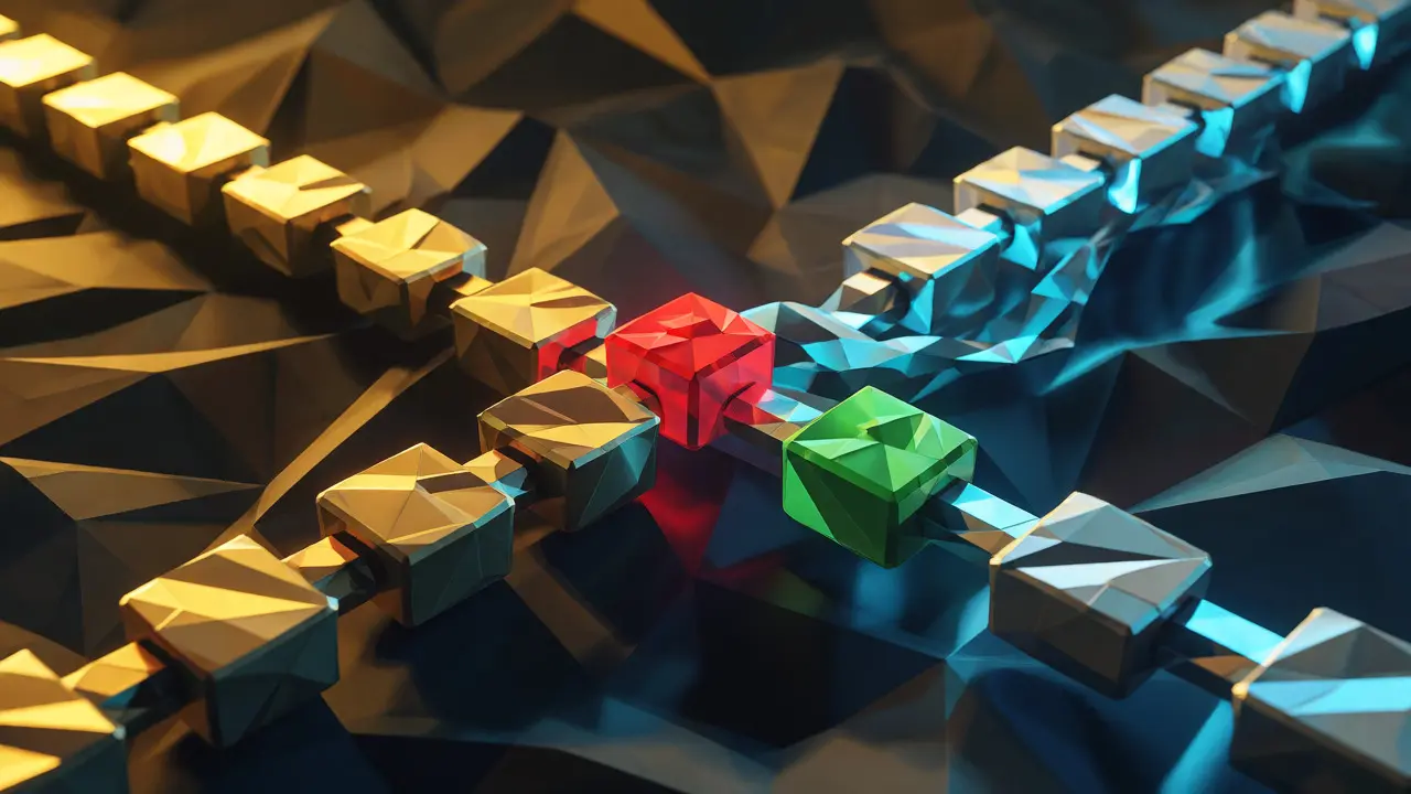 Diverging blockchain chains illustrating double-spend risks