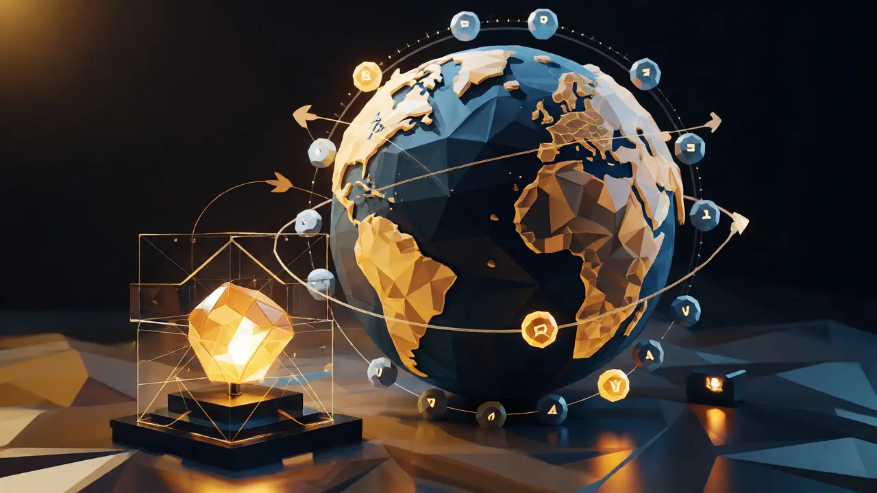 Global network of blockchain nodes surrounding a protected patent asset